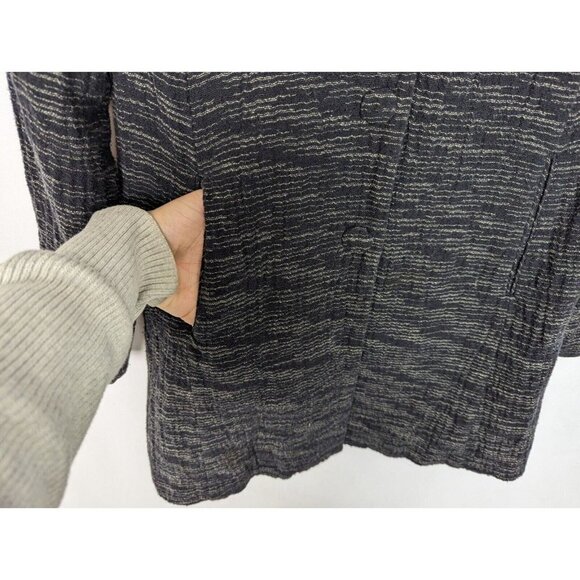 EILEEN FISHER PS Long Jacket Blazer Textured Knit Cotton Snap Button Up Classic - Picture 9 of 14